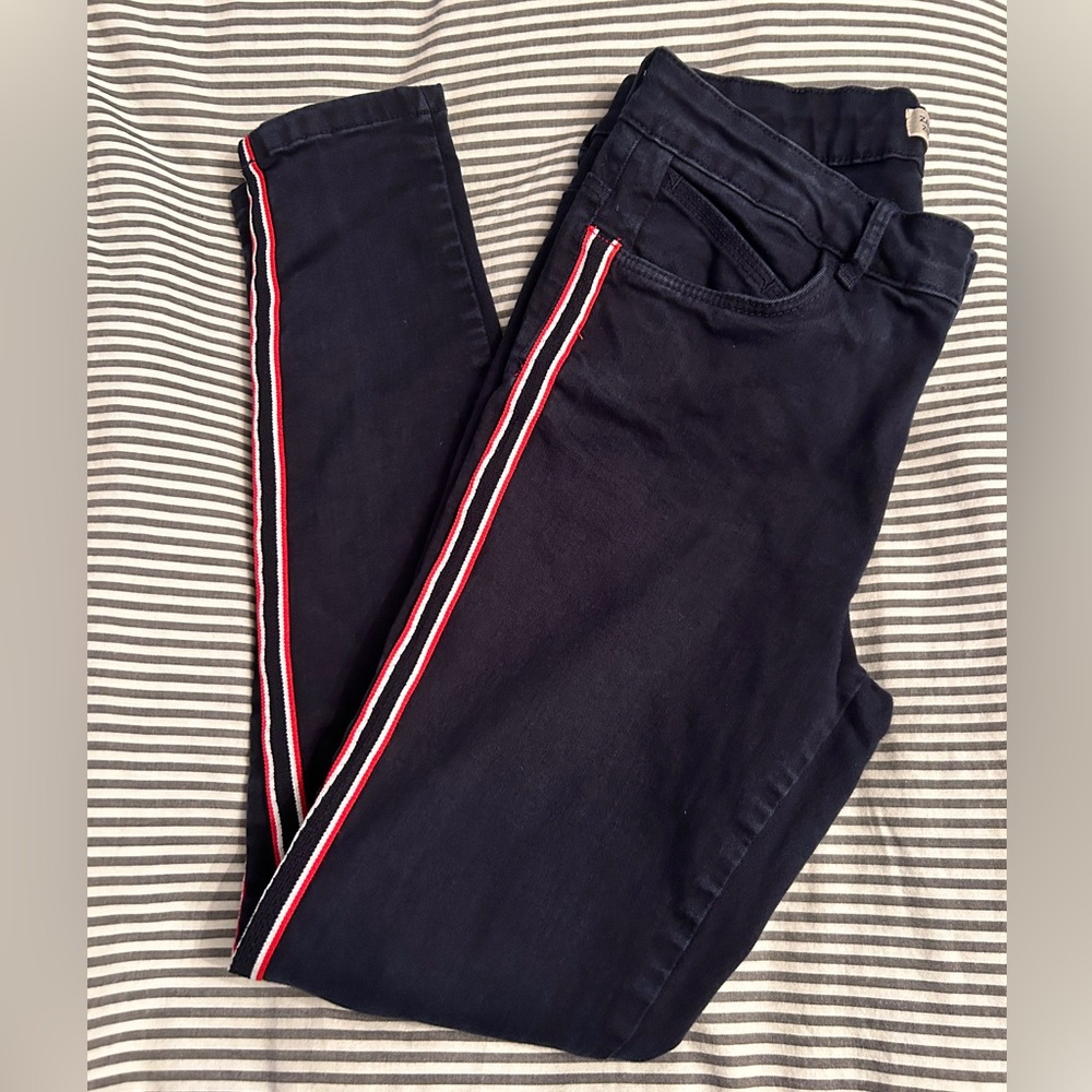 Zara dark navy wash jeans with racing stripe US Size 8